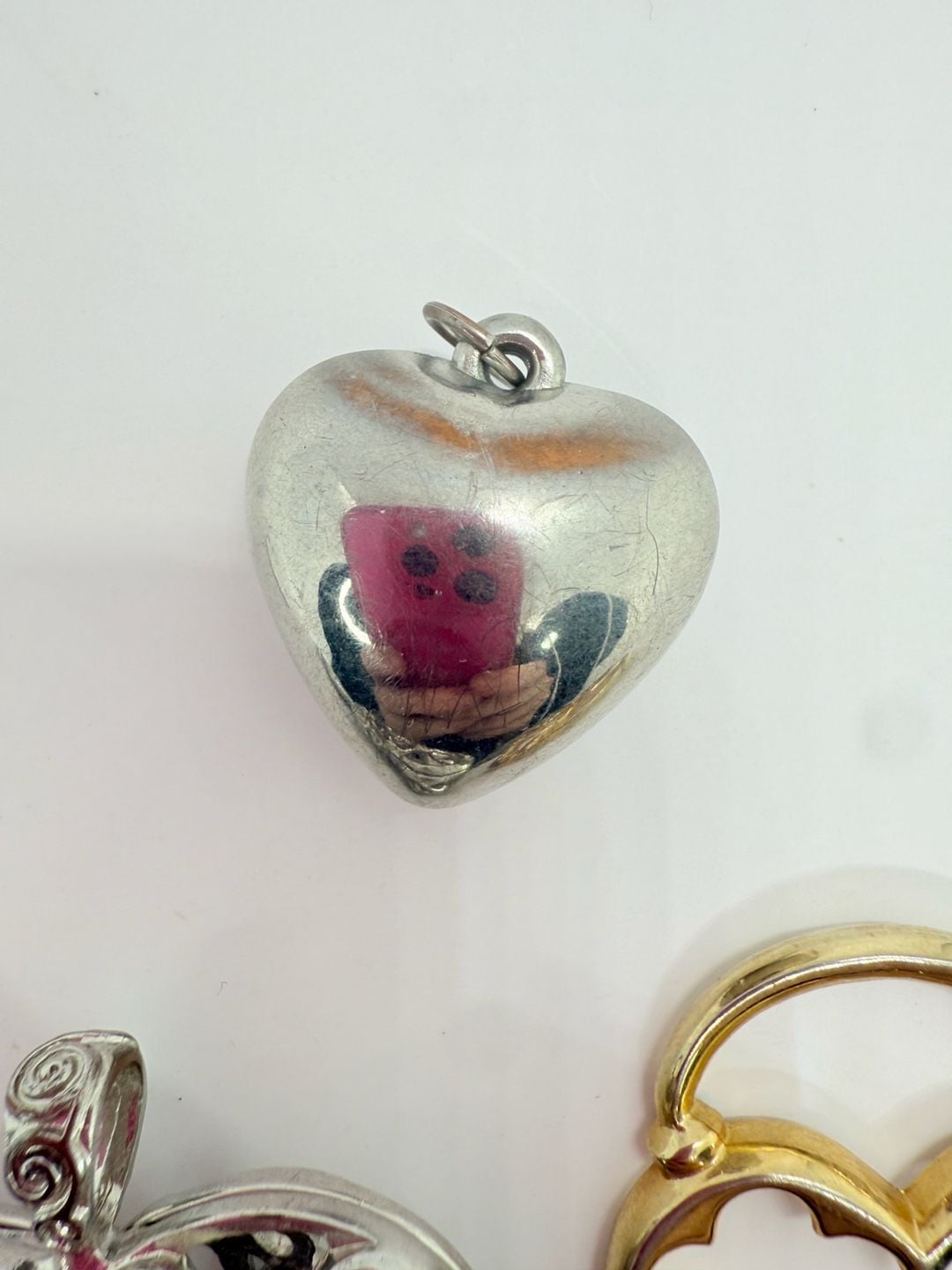 Unbranded Heart Pendant Lot Silver Tone Gold Tone Set of 5 7