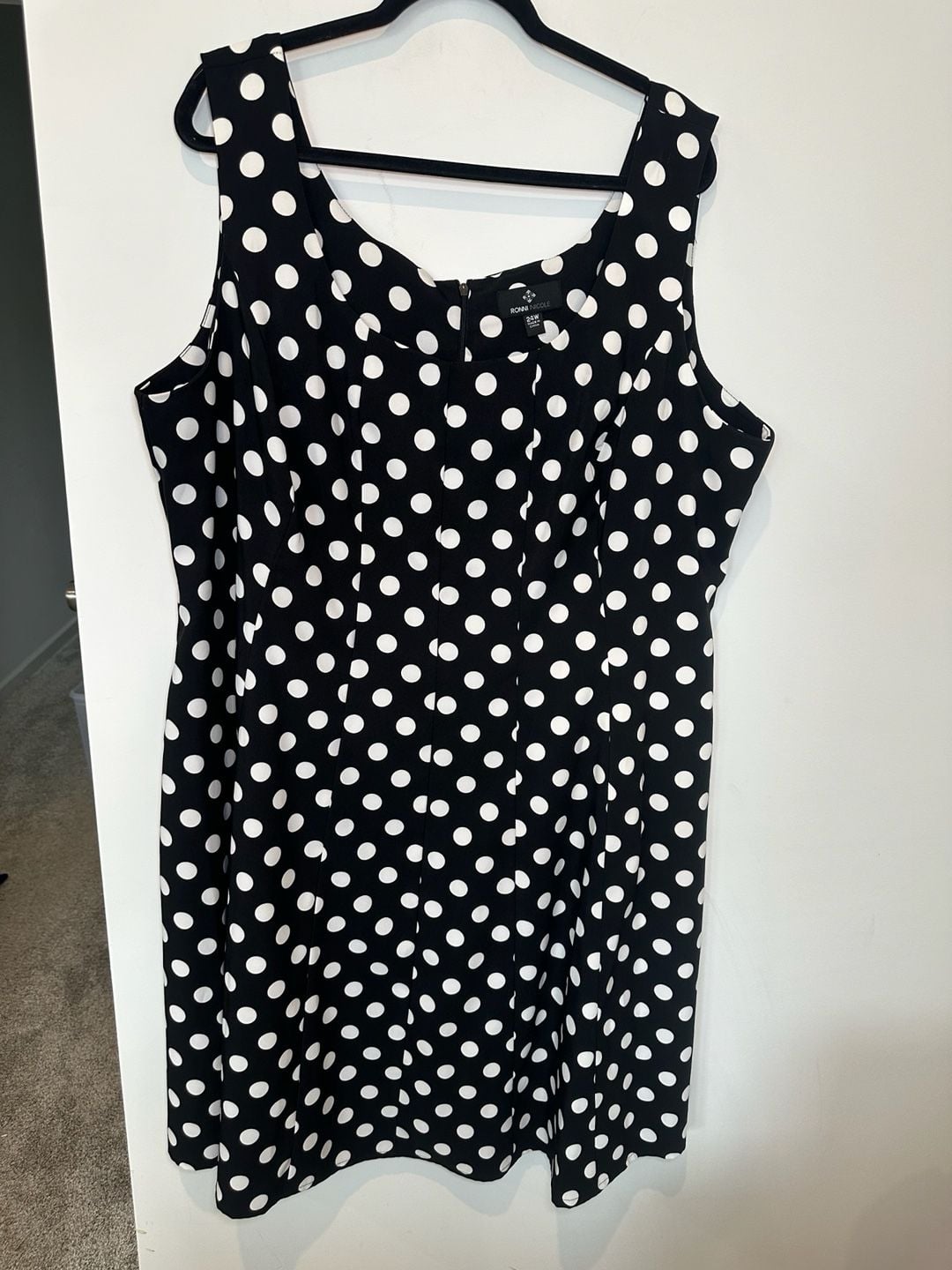 Ronni Nicole Polka Dot Dress Size 24W Black White Sleeveless Scoop Neck 2