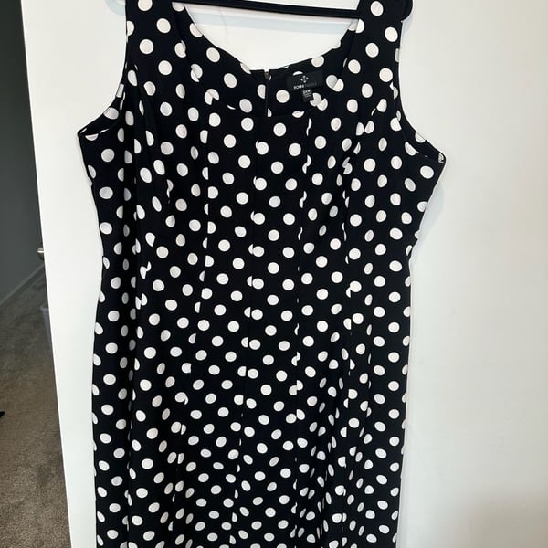 Ronni Nicole Polka Dot Dress Size 24W Black White Sleeveless Scoop Neck