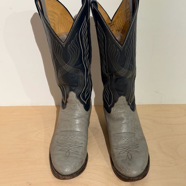 Tony Lama Style 8119 Cowboy Boots Size 9.5B Gray Blue Western