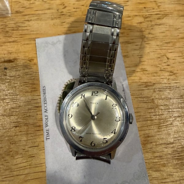 1975 Timex marlin Mechanical Watch Silver Dial Expansion Band
