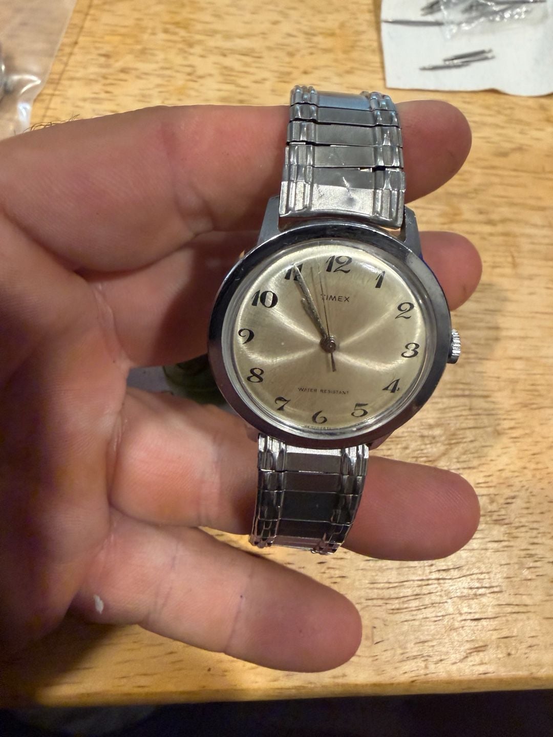 1975 Timex marlin Mechanical Watch Silver Dial Expansion Band 7