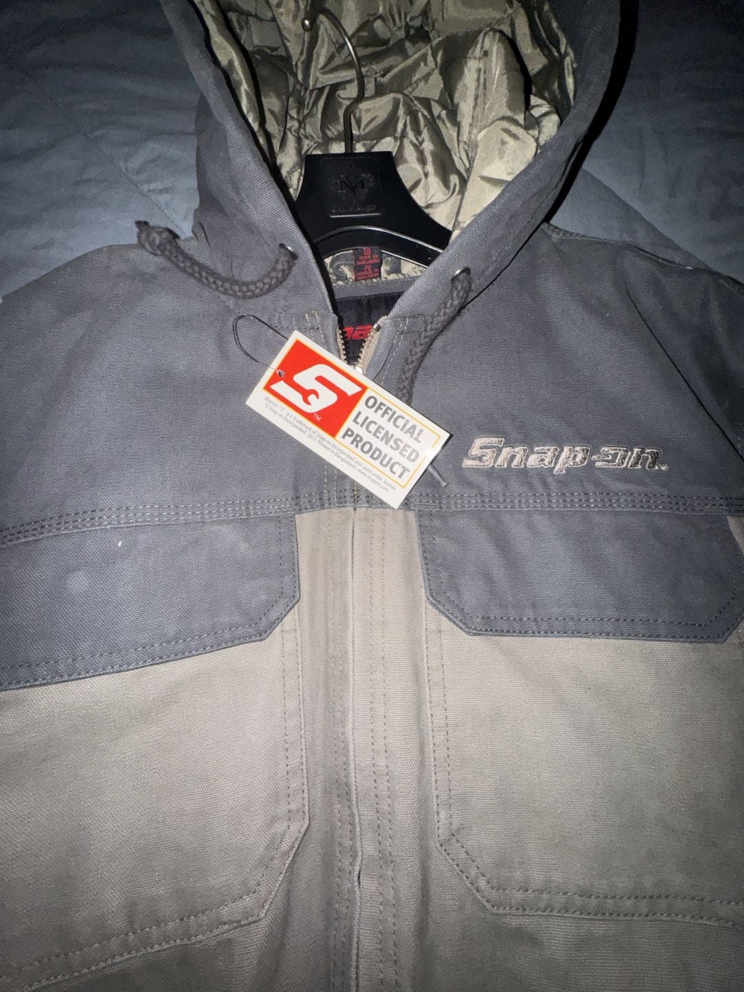 Snap-on Insulated Zip-Up Hooded Jacket Size XL Tan Grey 3