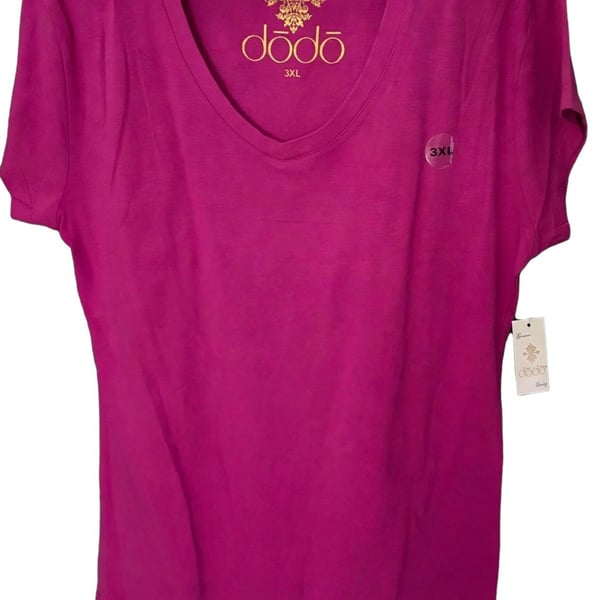 Dodo Comfy Lounge Set 3XL Magenta V-Neck Tee and Pants NWT