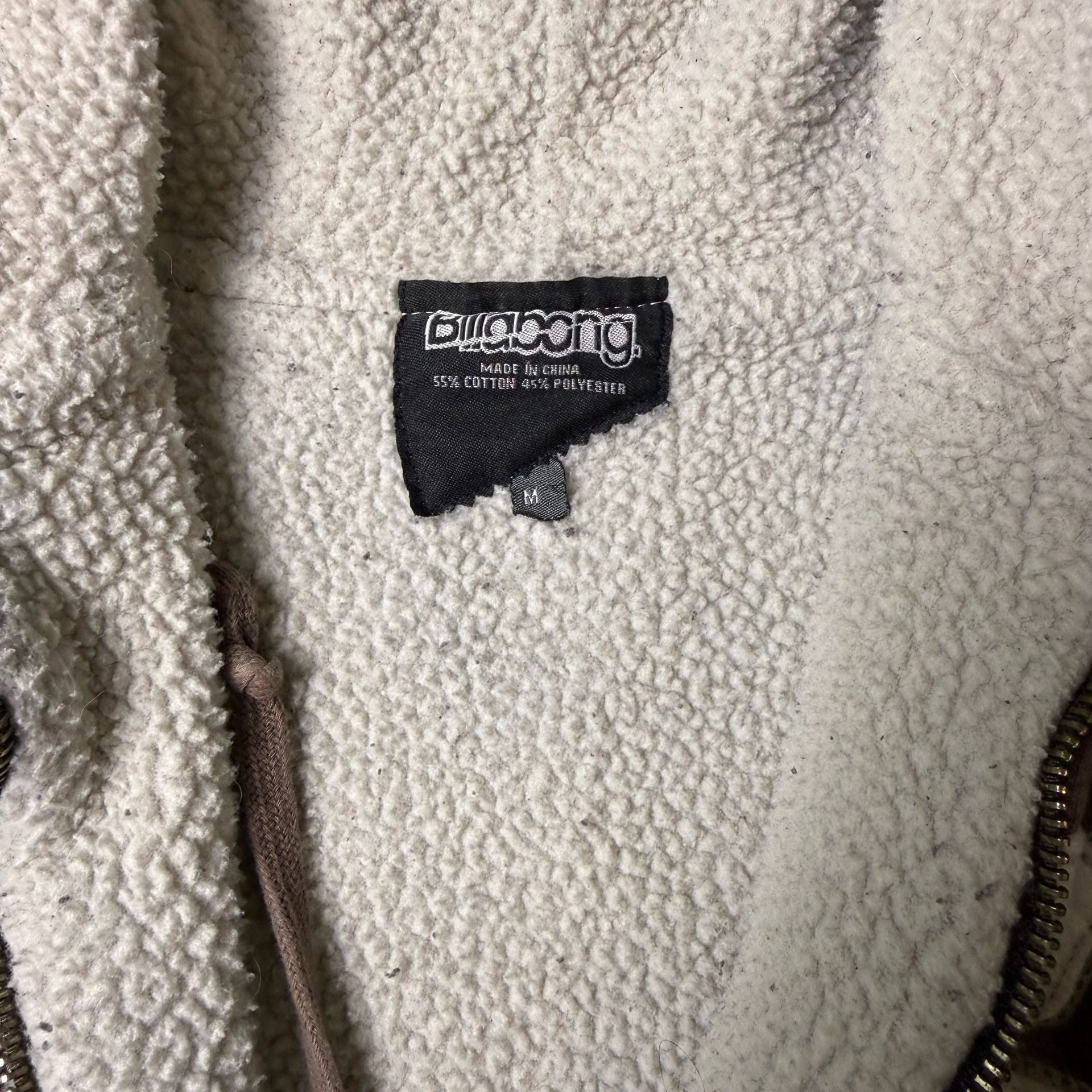 Billabong Sherpa Lined Zip Up Hoodie Brown Y2K 6