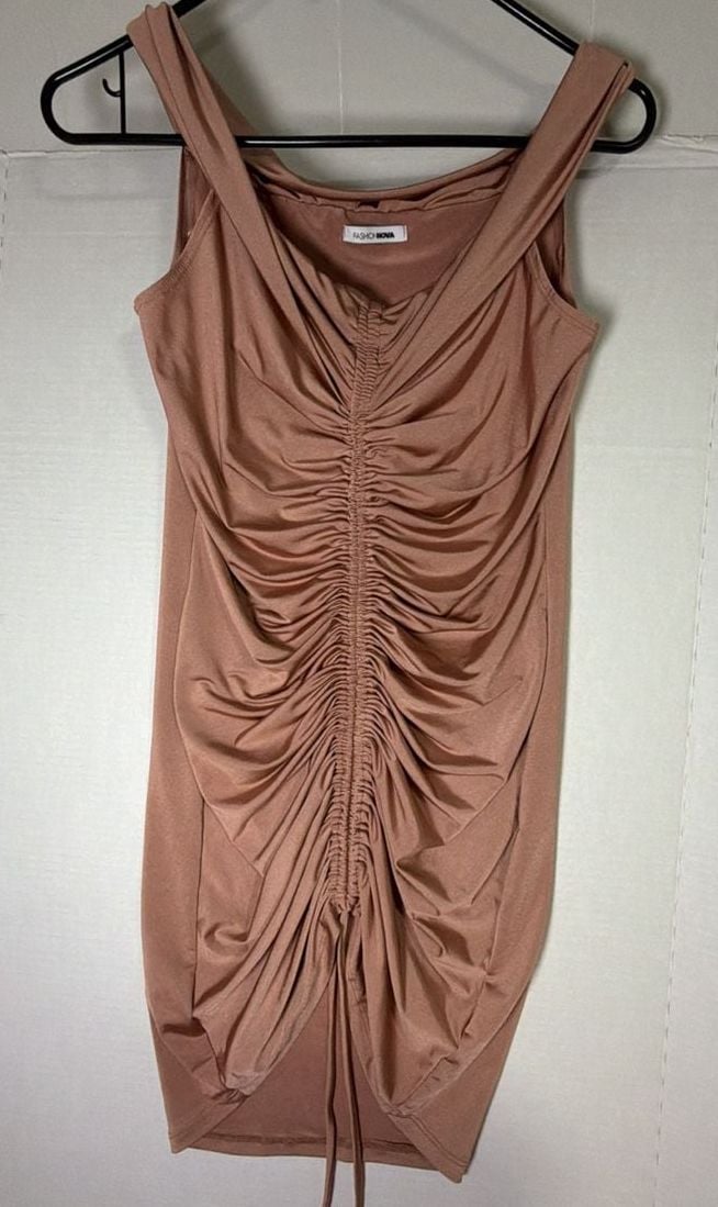 Fashion Nova Ruched Mini Dress Pink Champagne 2