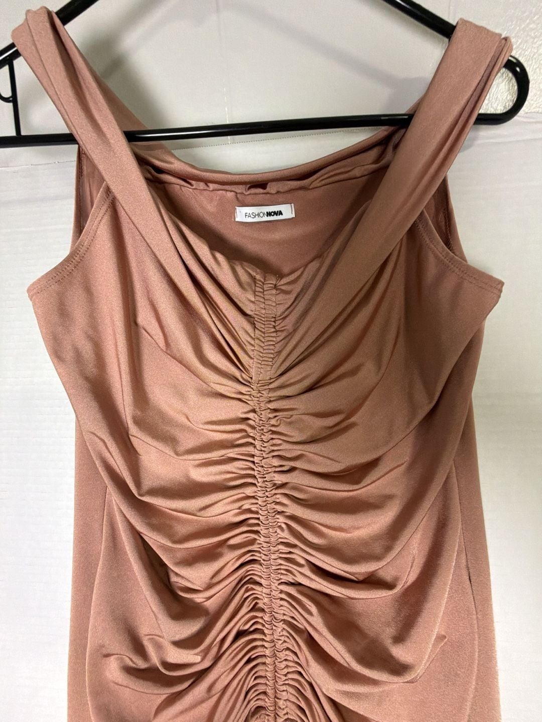 Fashion Nova Ruched Mini Dress Pink Champagne 3
