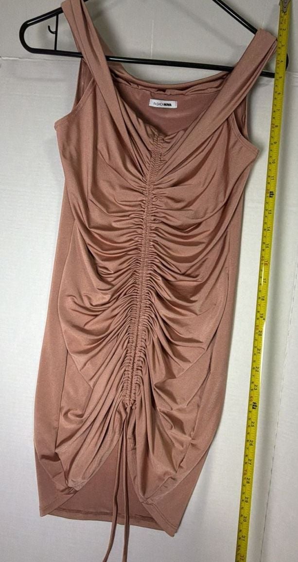 Fashion Nova Ruched Mini Dress Pink Champagne 4