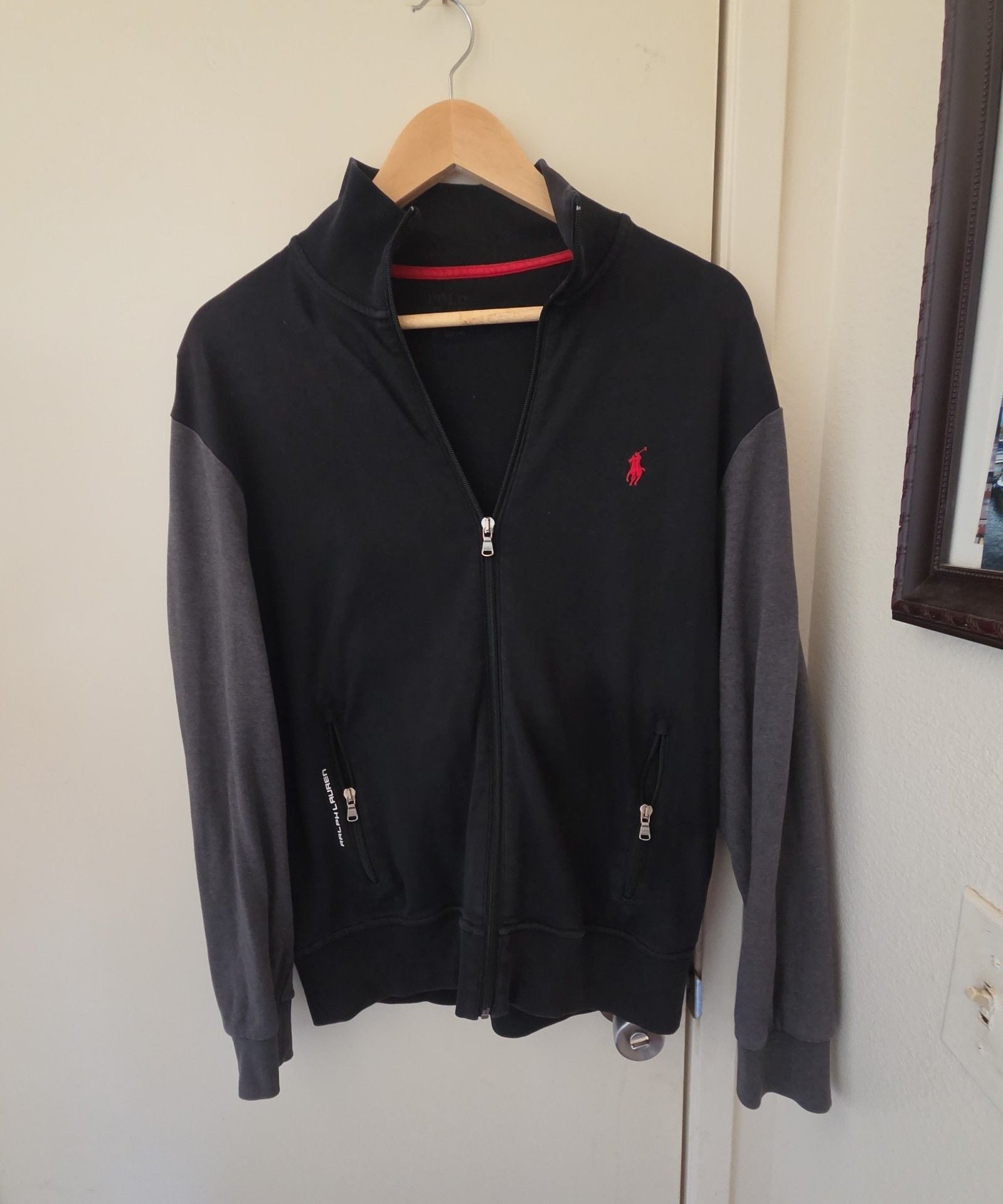 Polo Ralph Lauren Track Jacket Size M Black Gray Full Zip Performance 3