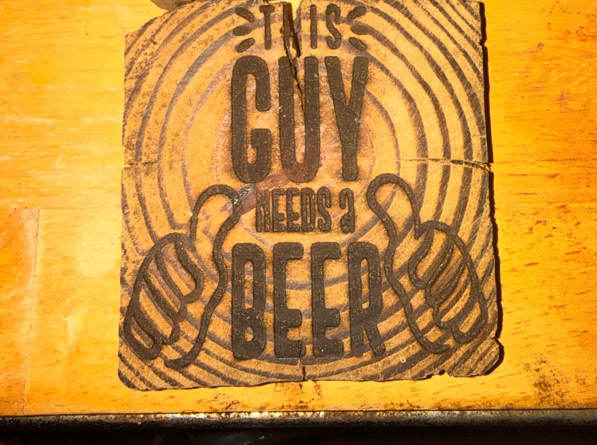 Custom Wood Drink Coaster This Guy Needs A Beer Marine Corps 1