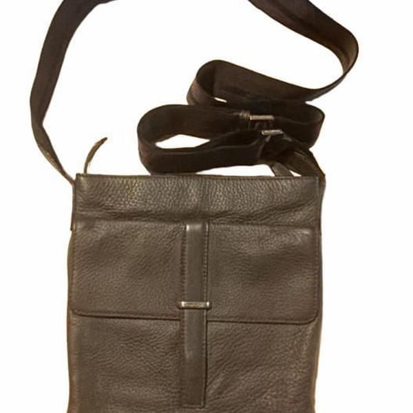 Ermenegildo Zegna Leather Crossbody Bag Dark Brown