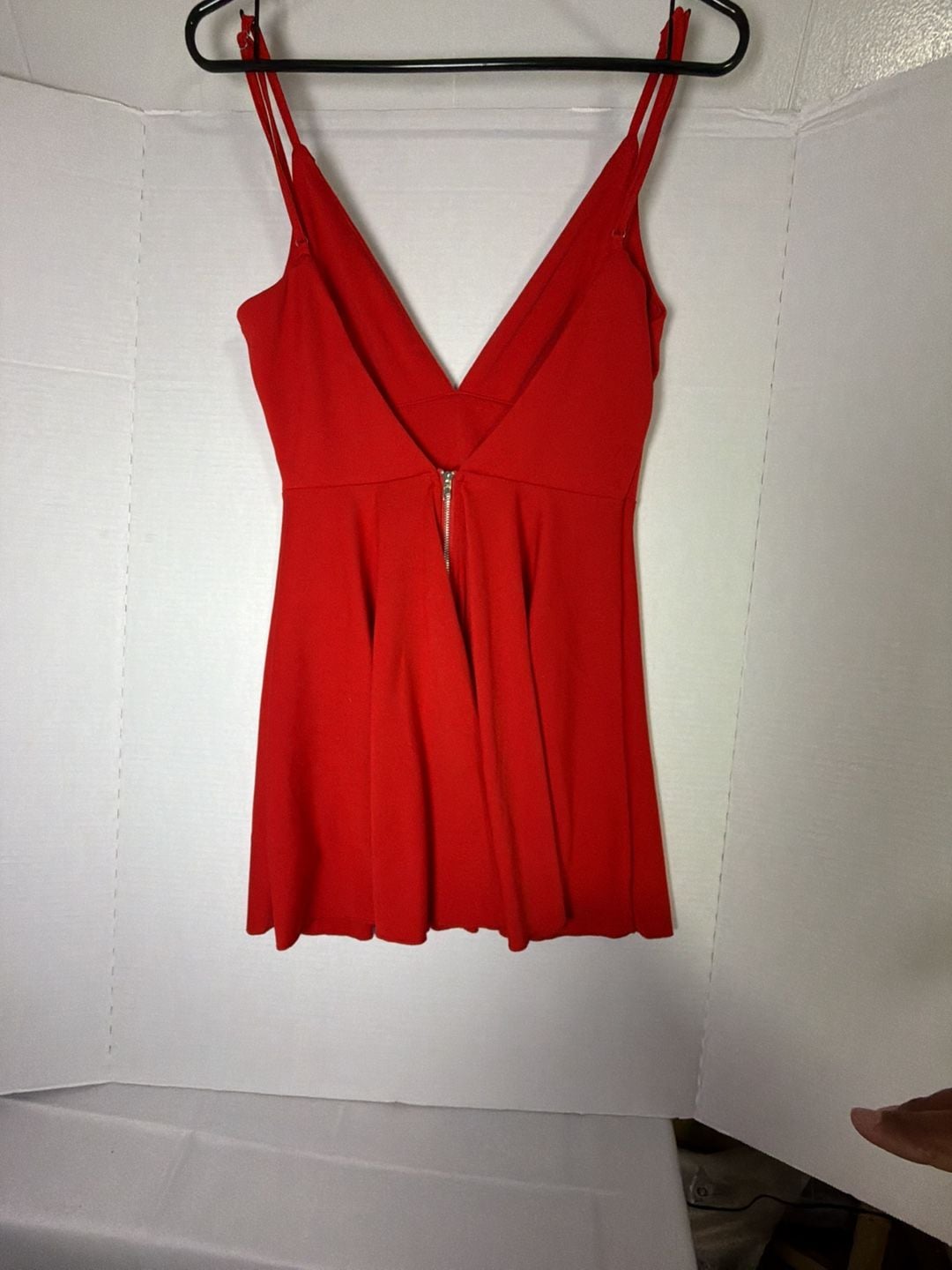 Deep V-Neck Criss-Cross Straps Short Red Dress – , S 3
