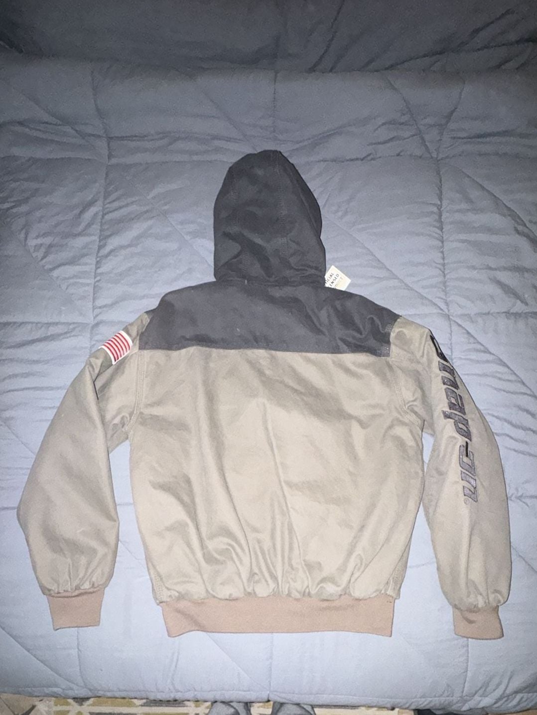Snap-on Insulated Zip-Up Hooded Jacket Size XL Tan Grey 7