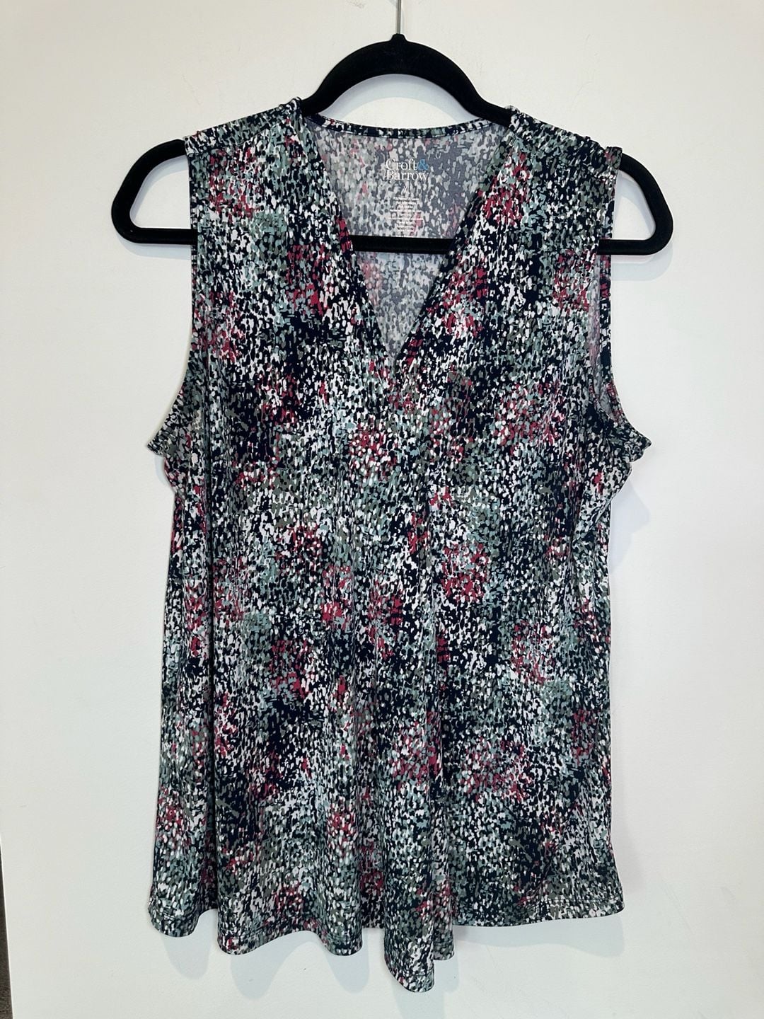 Croft & Barrow V-Neck Sleeveless Blouse Size XL Multicolor Speckled 2