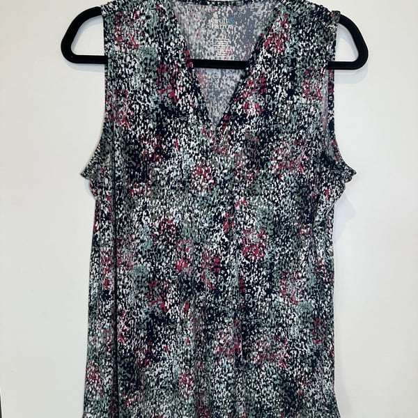 Croft & Barrow V-Neck Sleeveless Blouse Size XL Multicolor Speckled