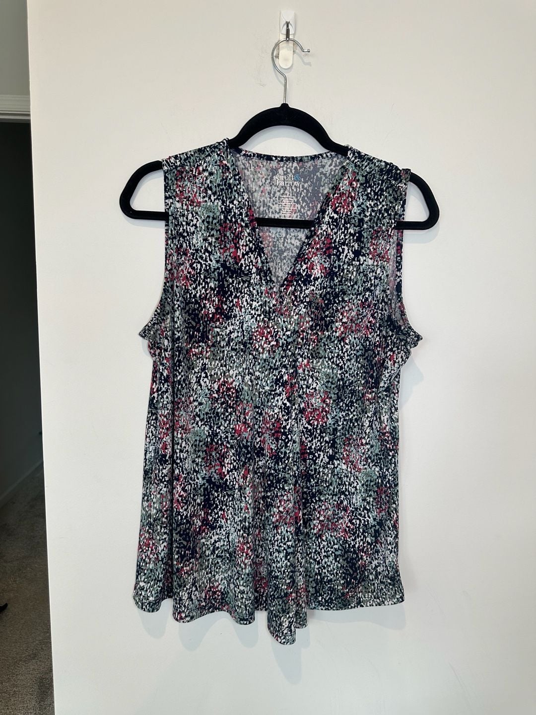 Croft & Barrow V-Neck Sleeveless Blouse Size XL Multicolor Speckled 7