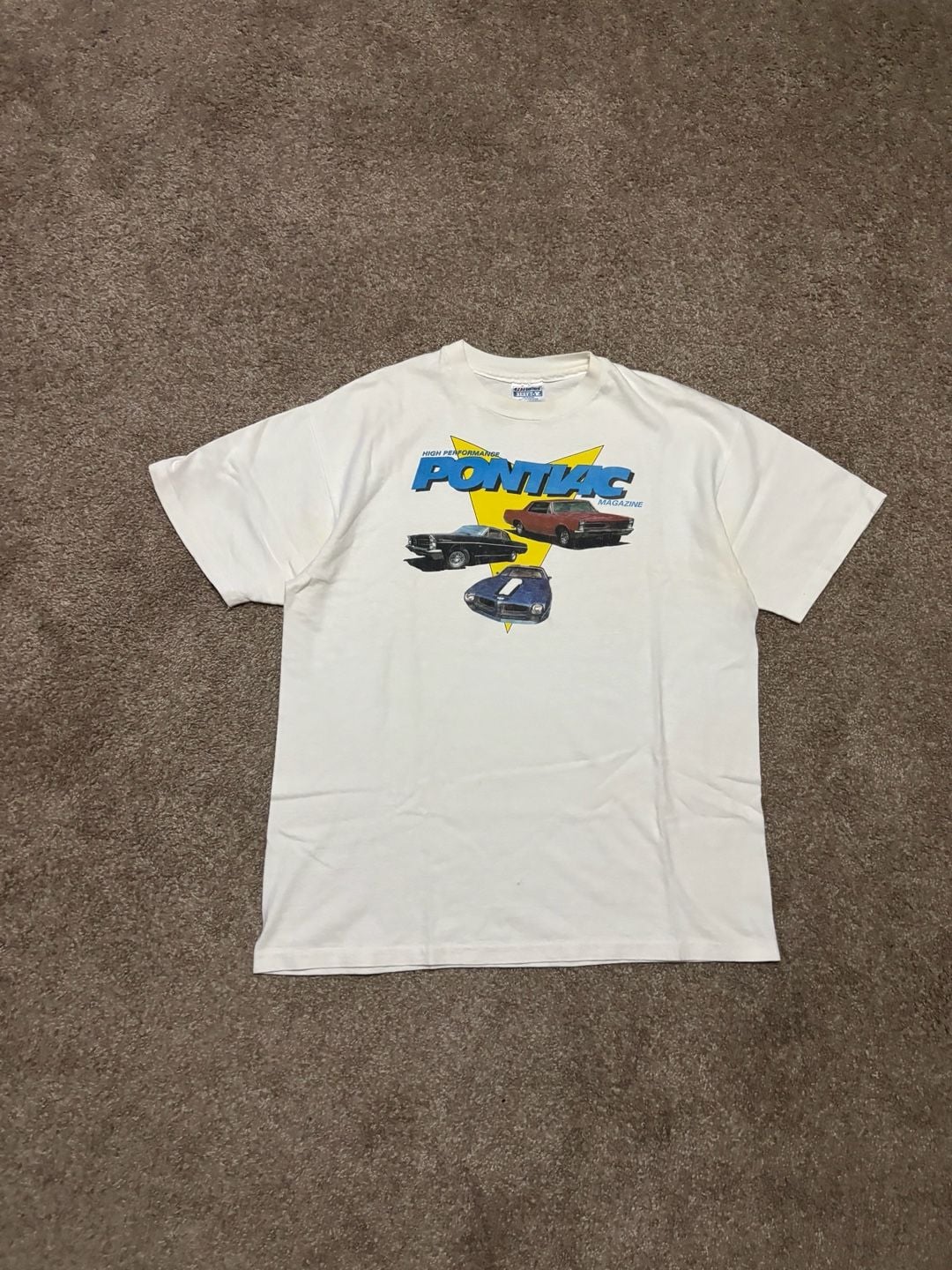 1980s 1990s Car Hanes Pontiac High Performance Magazine T-Shirt Size L White Muscle Car Vtg 2