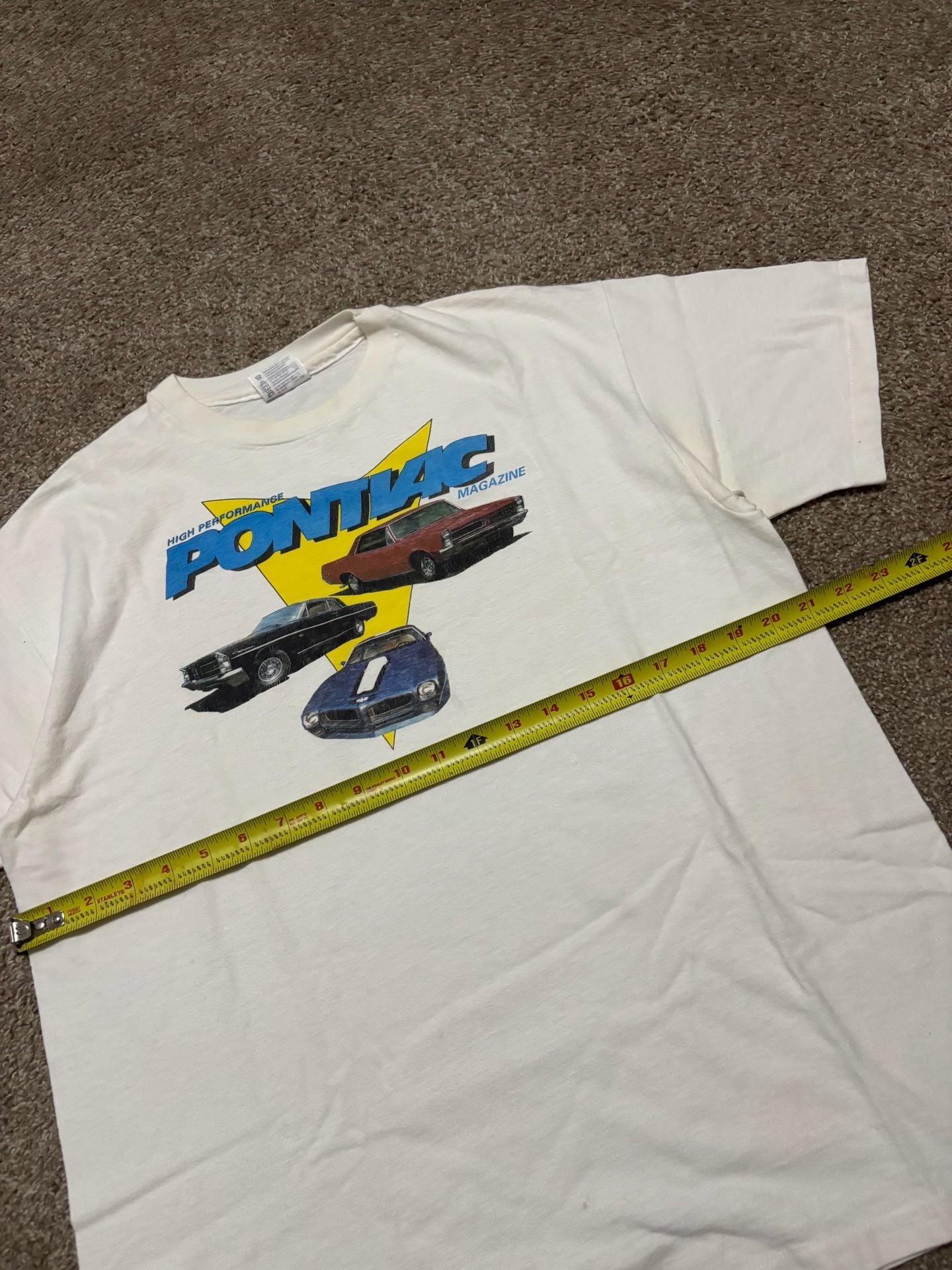1980s 1990s Car Hanes Pontiac High Performance Magazine T-Shirt Size L White Muscle Car Vtg 4