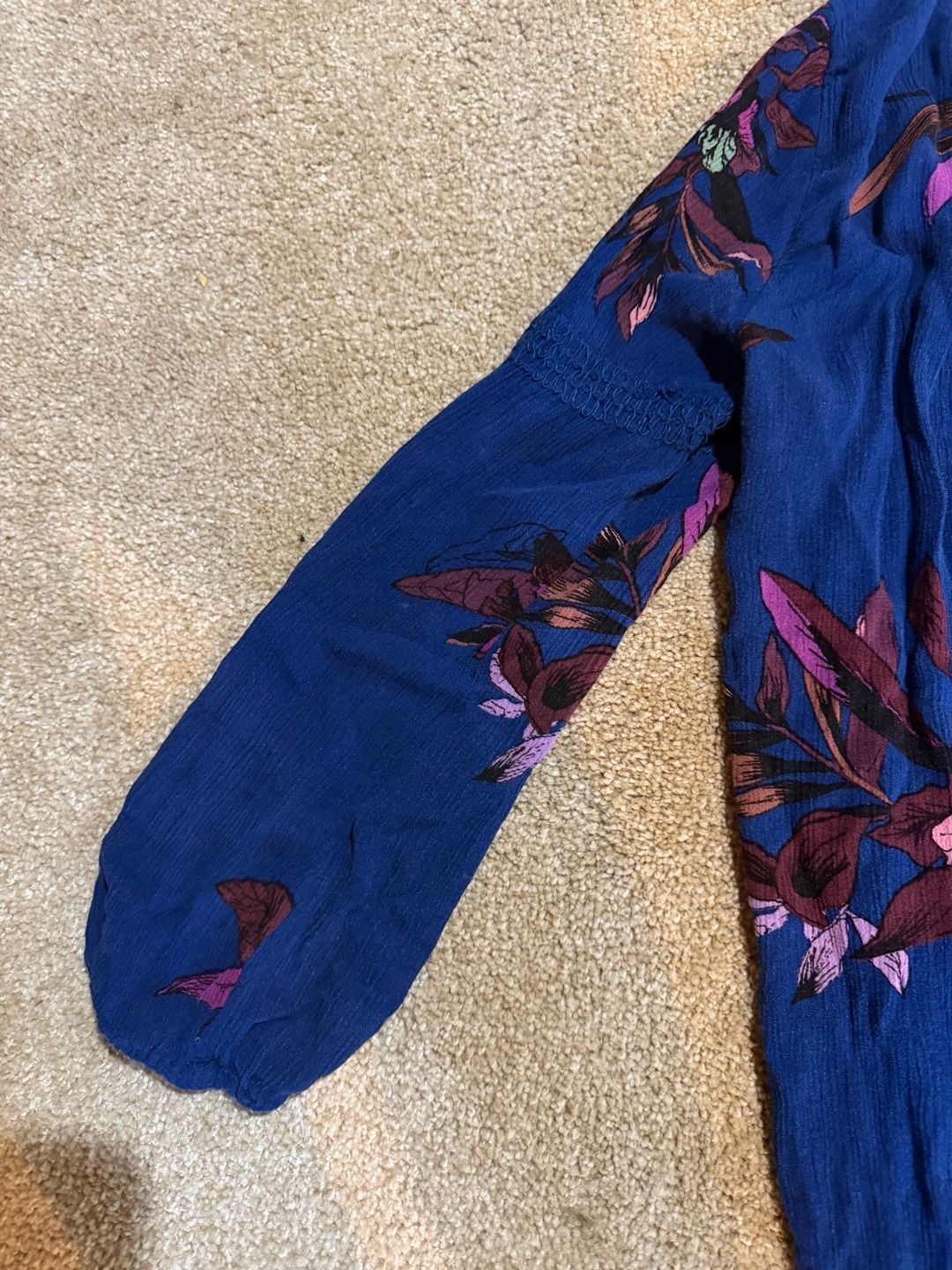 Free People Tree Swing Tunic Size M Blue Floral Long Sleeve Top 6