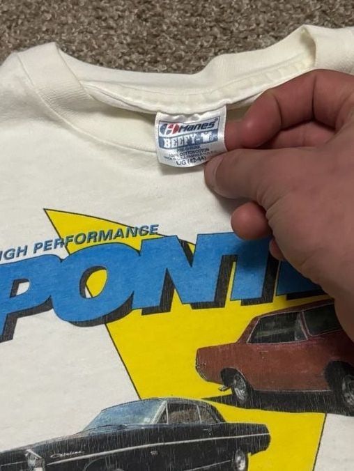 1980s 1990s Car Hanes Pontiac High Performance Magazine T-Shirt Size L White Muscle Car Vtg 5