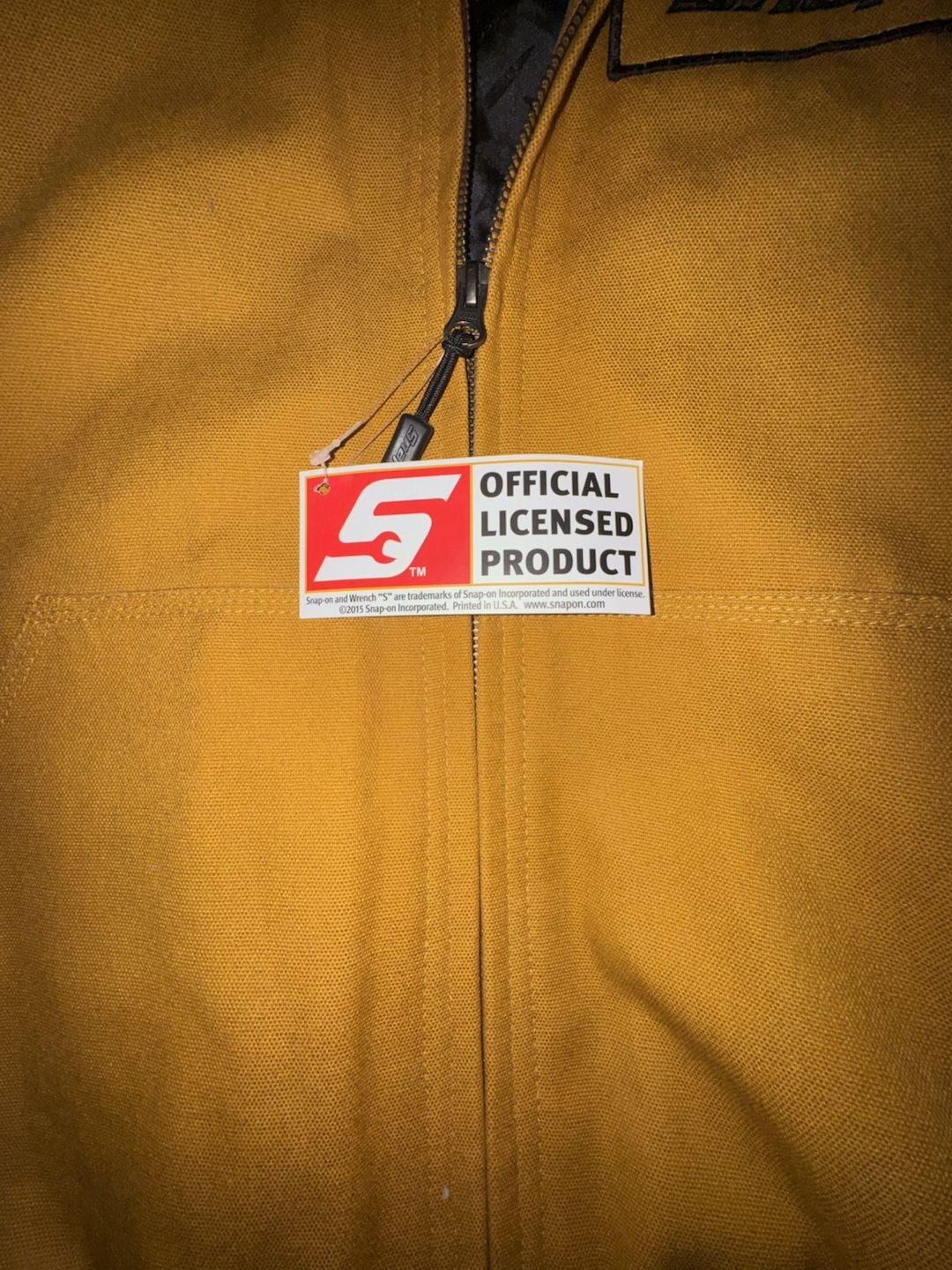 Snap-on Canvas Hooded Jacket Size M Yellow Quilt Lined US Flag 3