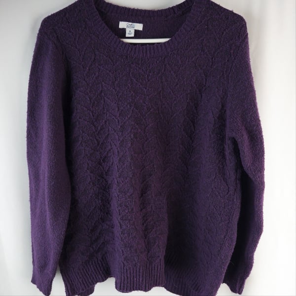 Croft & Barrow Sweater Size XL Purple Cable Knit Long Sleeve Crewneck
