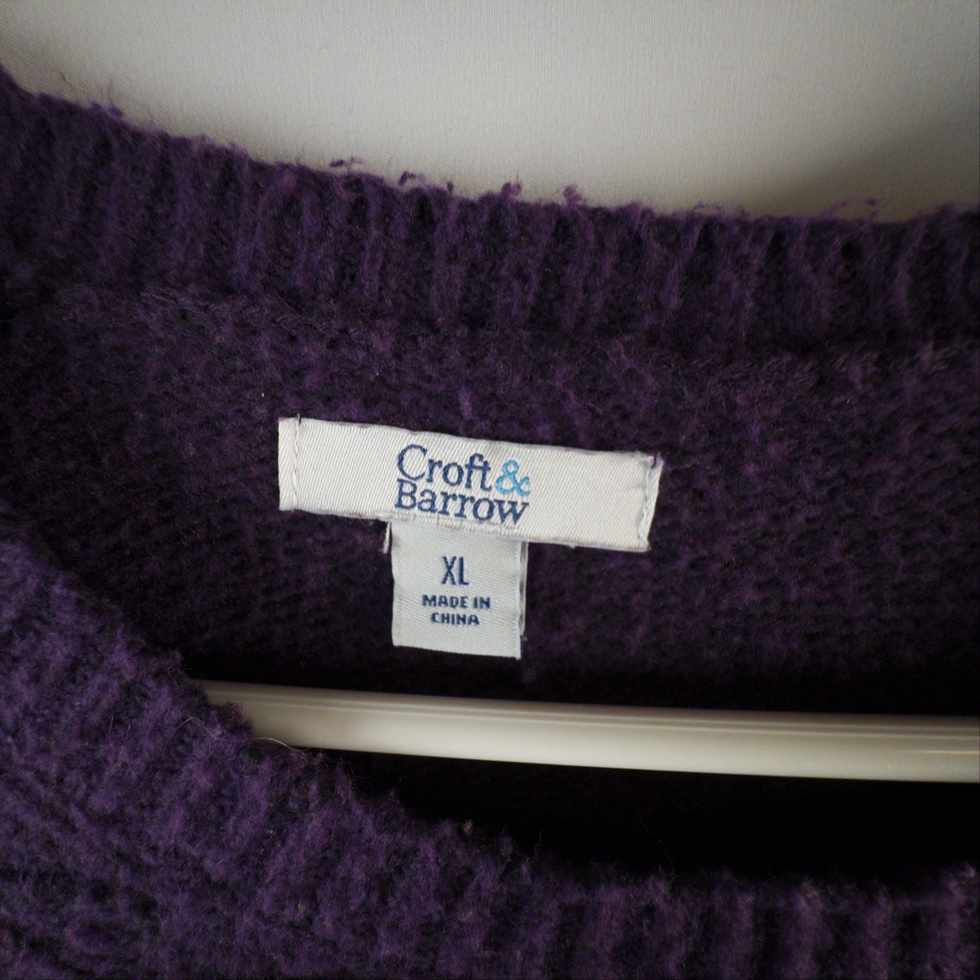 Croft & Barrow Sweater Size XL Purple Cable Knit Long Sleeve Crewneck 3