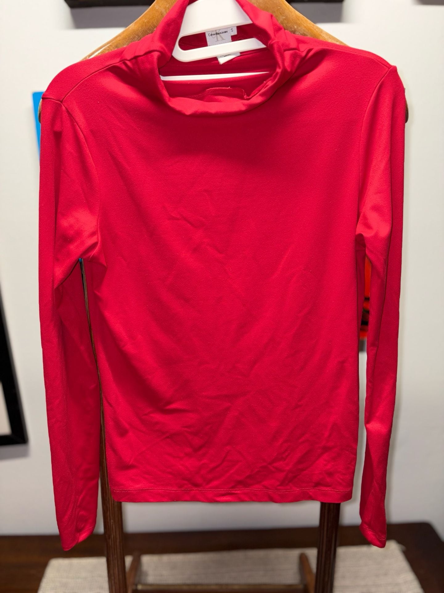 Calvin Klein Jeans Mock Neck Size S Red Long Sleeve Top 2