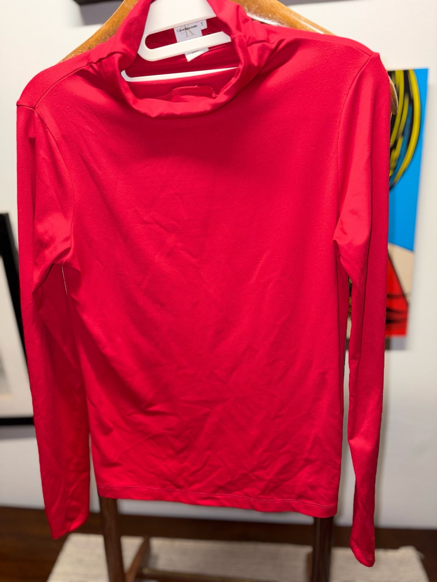 Calvin Klein Jeans Mock Neck Size S Red Long Sleeve Top 3