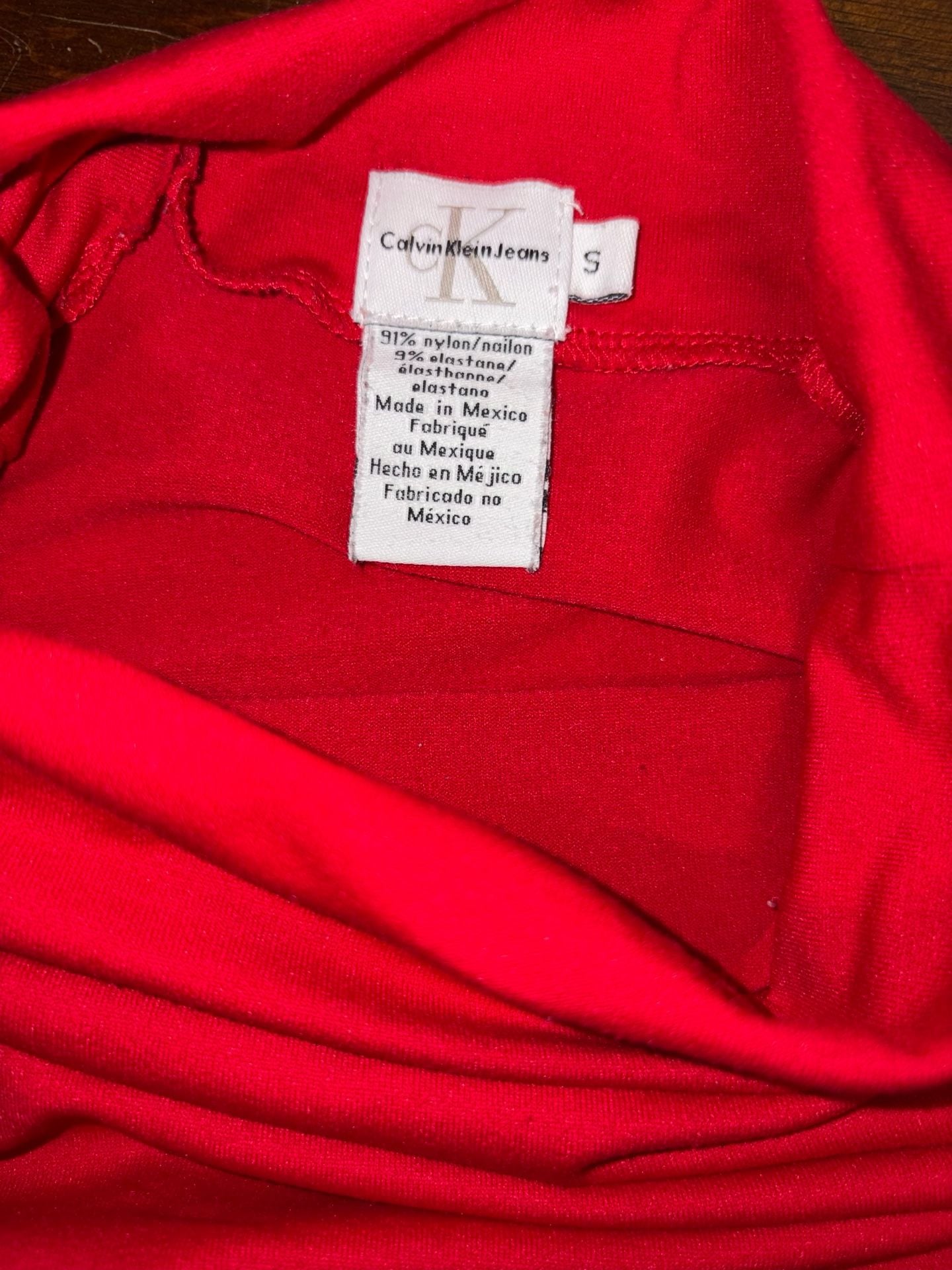 Calvin Klein Jeans Mock Neck Size S Red Long Sleeve Top 6