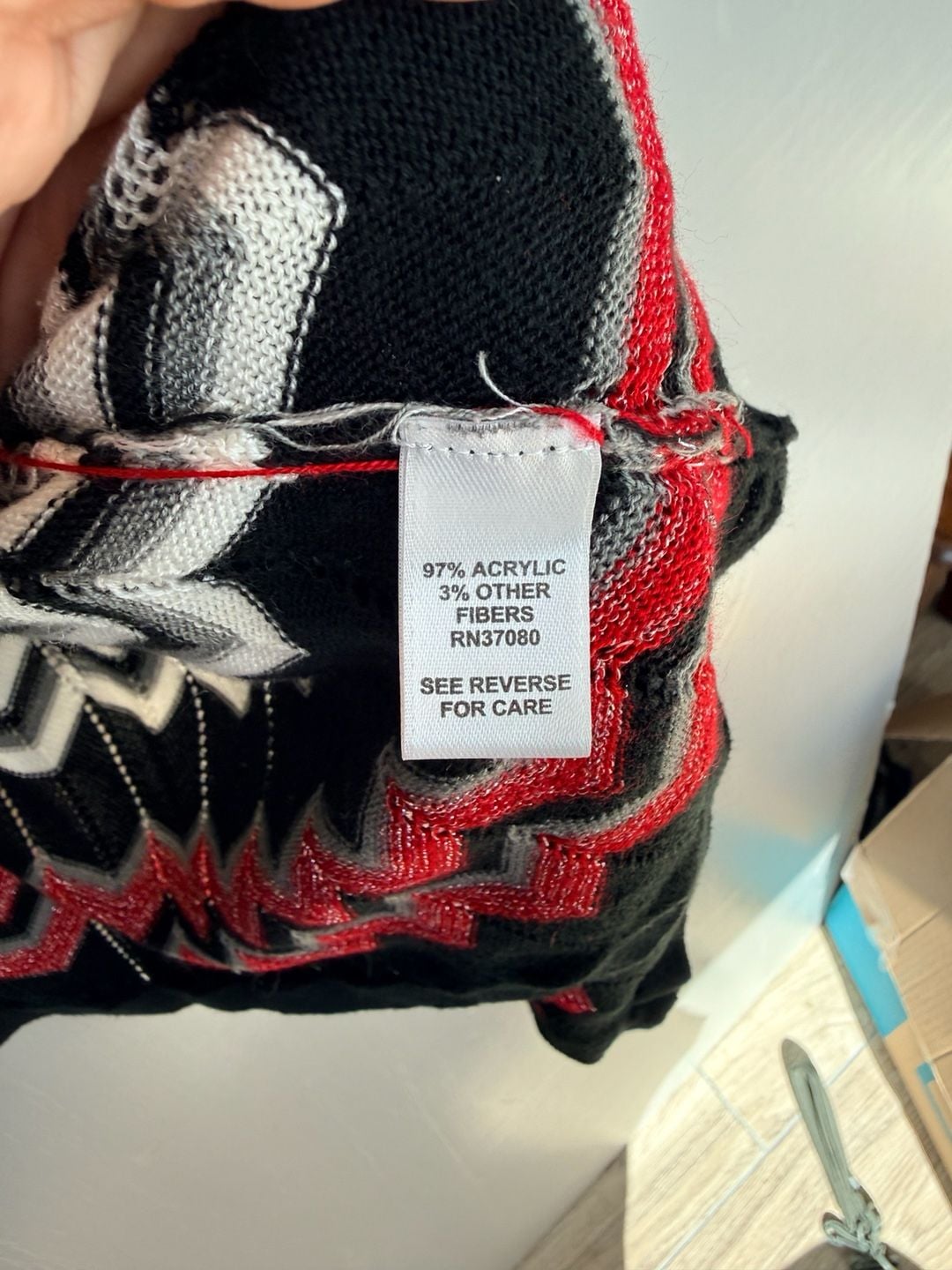 Cato Woman Cardigan Sweater Size 22/24W Black White Red Chevron Print 6