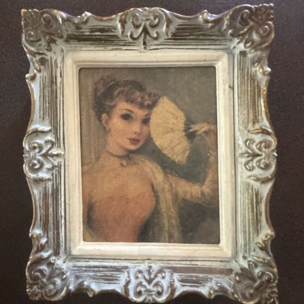 John Strevens Victorian Lady Framed Print 4x5 Ornate Gold Frame