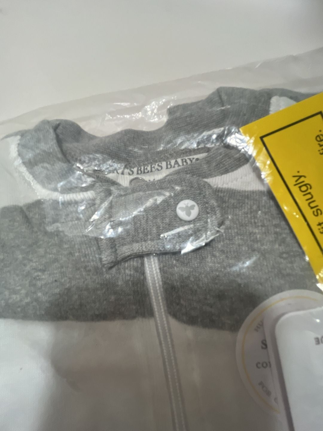 Burt's Bees Baby Zip Sleeper Size 12M Heather Grey Striped Organic Cotton New 3