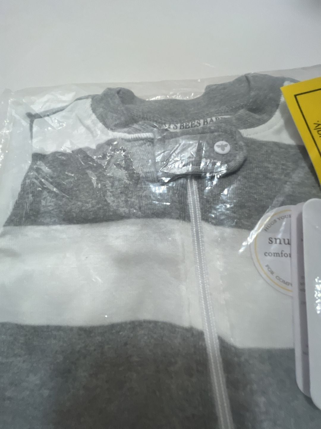 Burt's Bees Baby Zip Sleeper Size 12M Heather Grey Striped Organic Cotton New 7