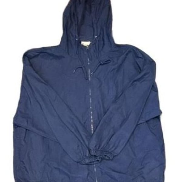 Jacques Moret Windbreaker Size L/XL Blue Nylon Hooded Jacket