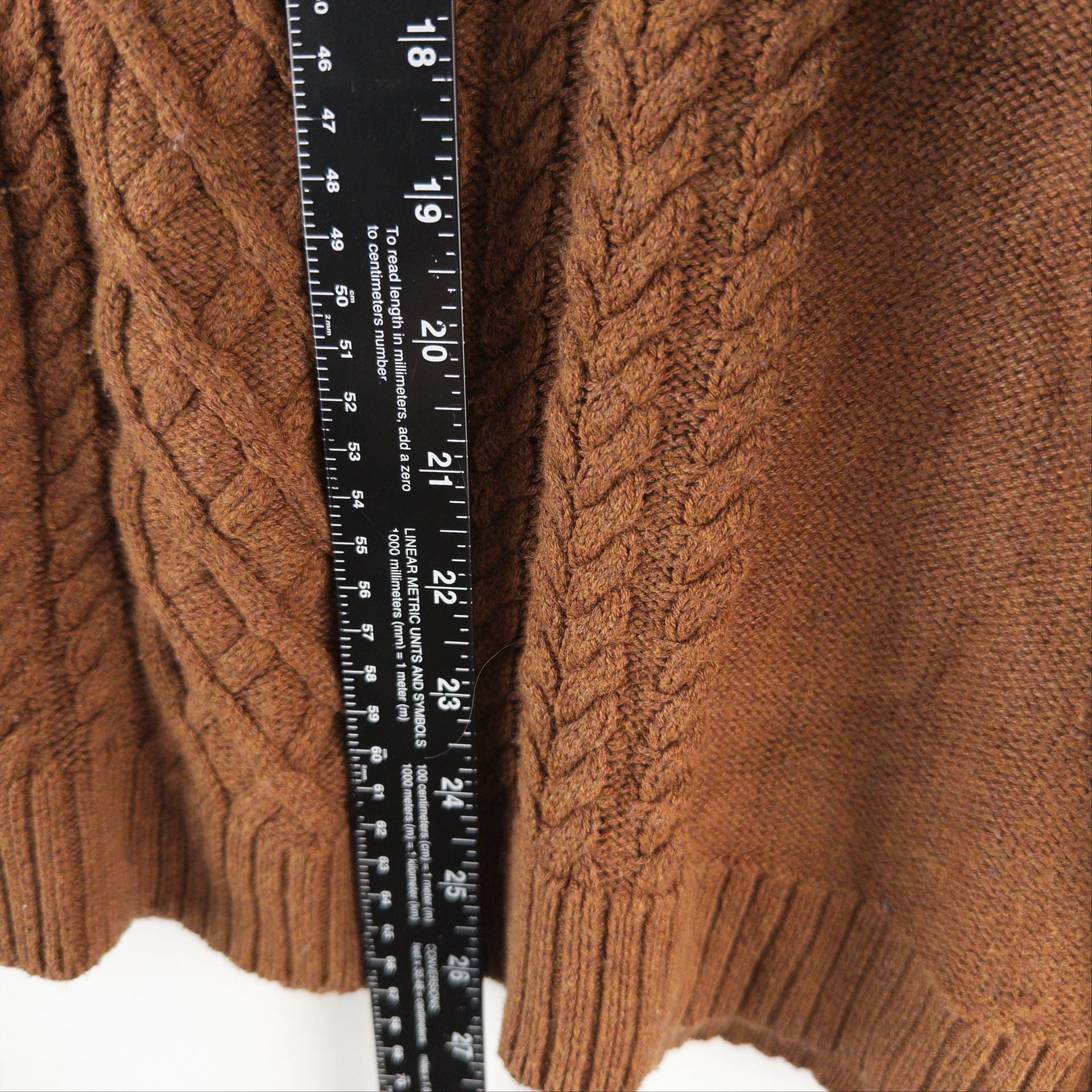 Croft & Barrow Cable Knit Crewneck Sweater Size XL Brown 5