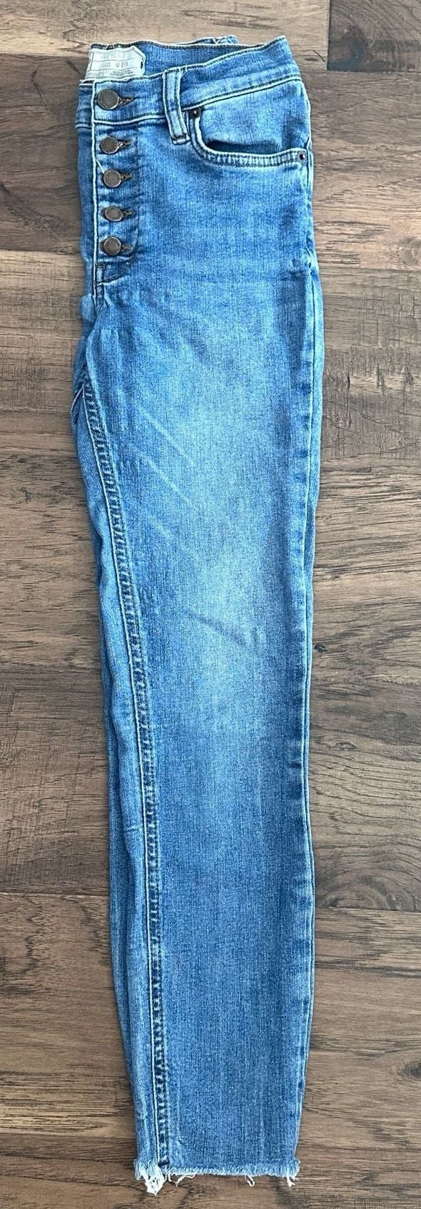 Free People Reagan Skinny Jeans Size W 27.5 Blue Denim Raw Hem 3