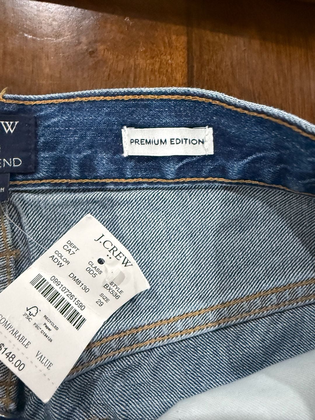 J.Crew Premium Edition Slim Boyfriend Patchwork Jeans 29 Blue Button Fly Boho 6