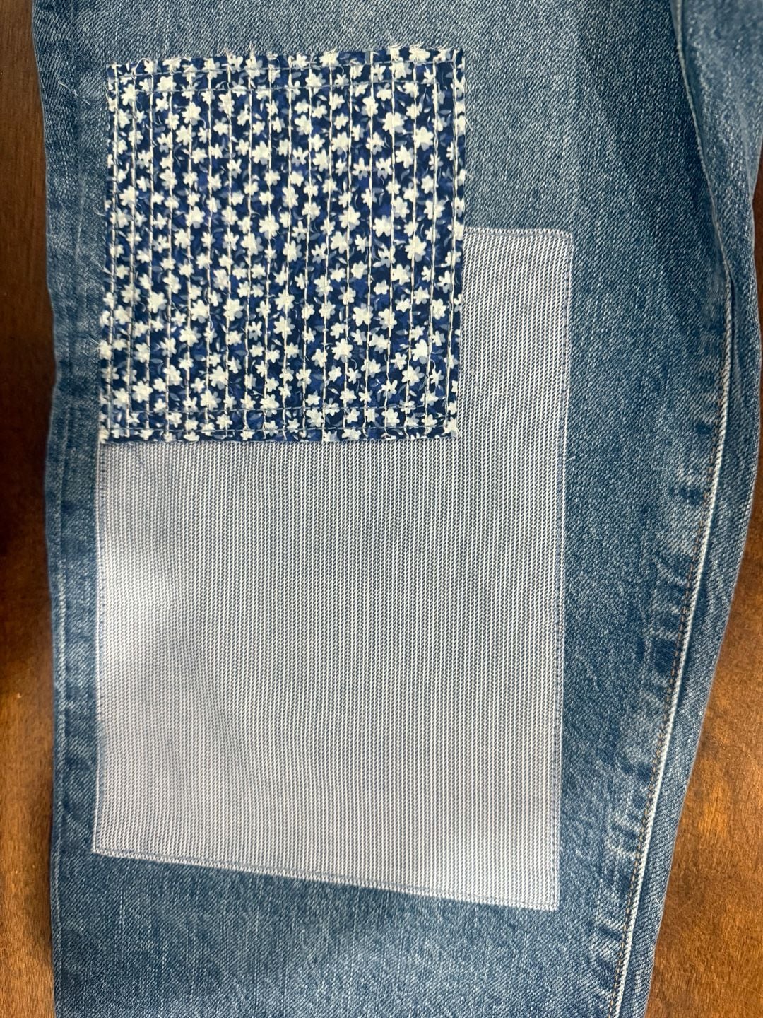 J.Crew Premium Edition Slim Boyfriend Patchwork Jeans 29 Blue Button Fly Boho 12