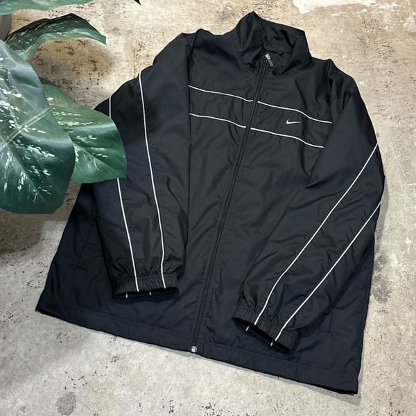 Nike Vintage Windbreaker Jacket Size XL Black White Full Zip Track