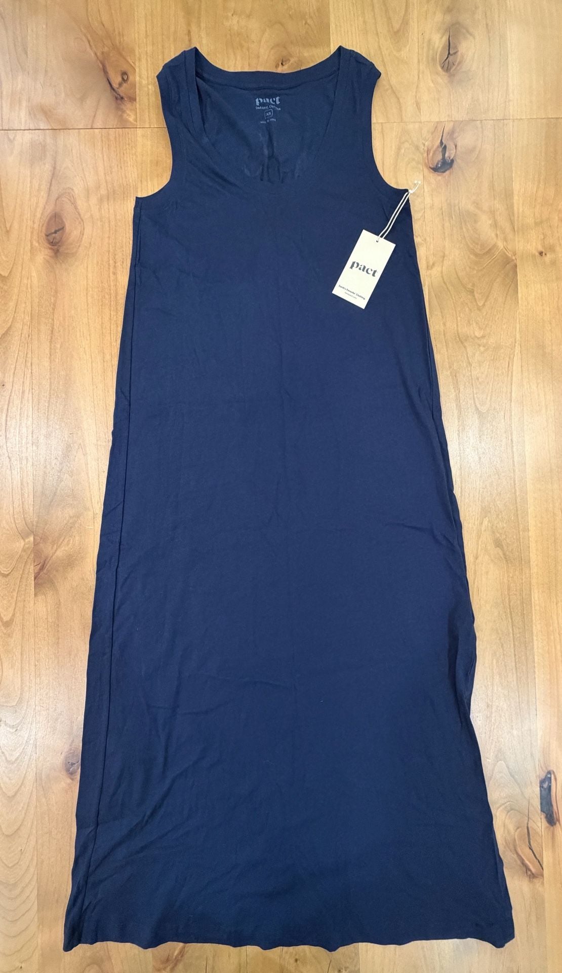 Pact Organic Cotton Tank Maxi Dress Size XS Blue 2