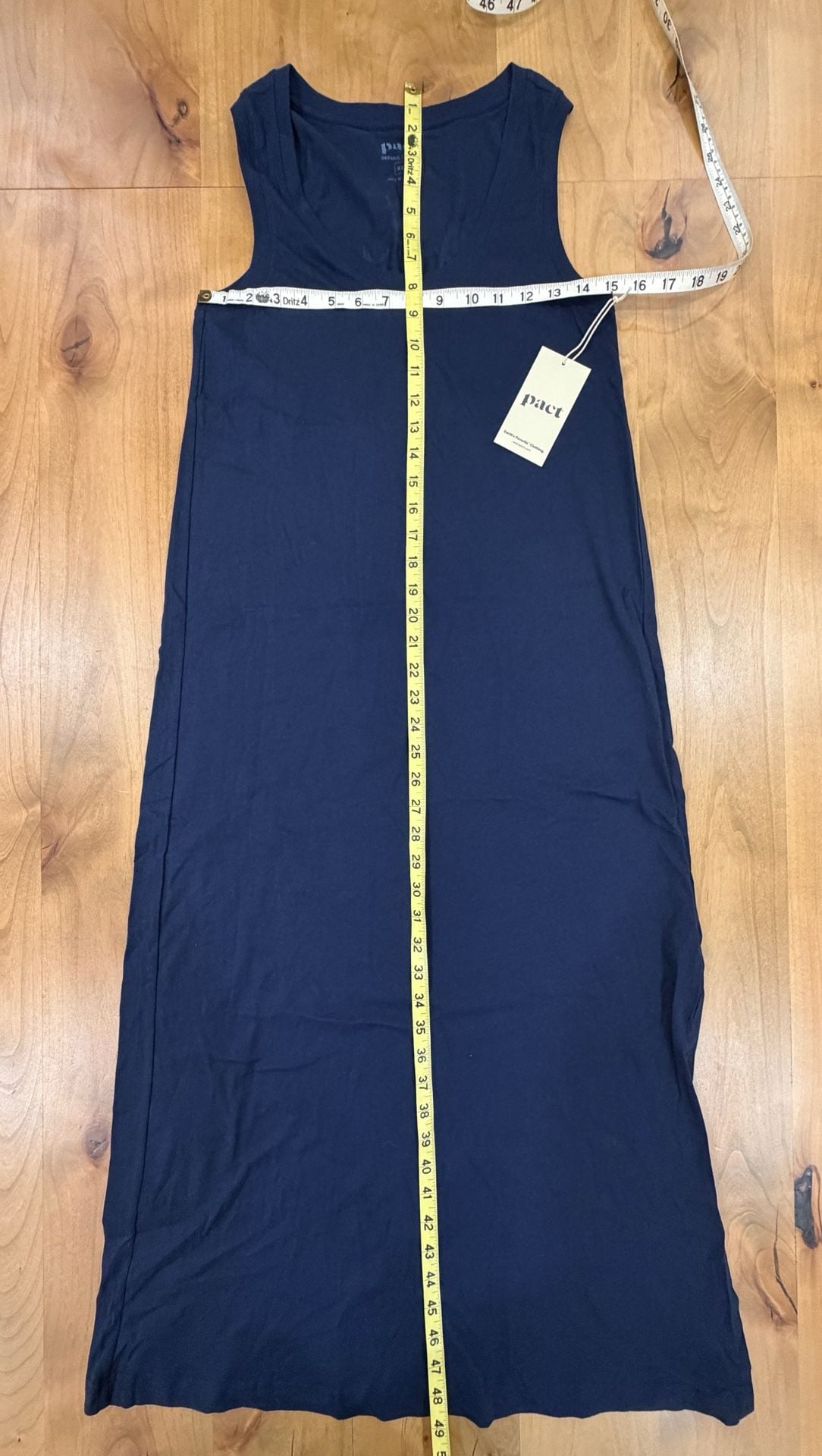 Pact Organic Cotton Tank Maxi Dress Size XS Blue 3