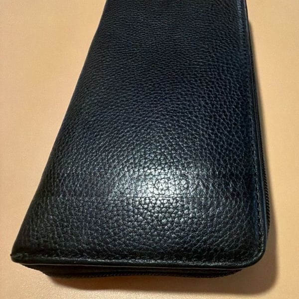 Coach Leather Zip Around Long Wallet Black