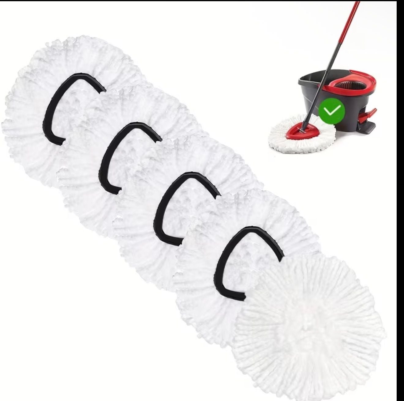 Spin Mop Head Replacement Microfiber Refill 5 Pack White 1