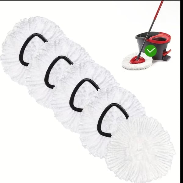 Spin Mop Head Replacement Microfiber Refill 5 Pack White