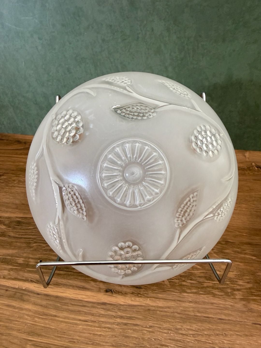 Vintage Frosted Glass Dome Ceiling Light Shades Pair 2