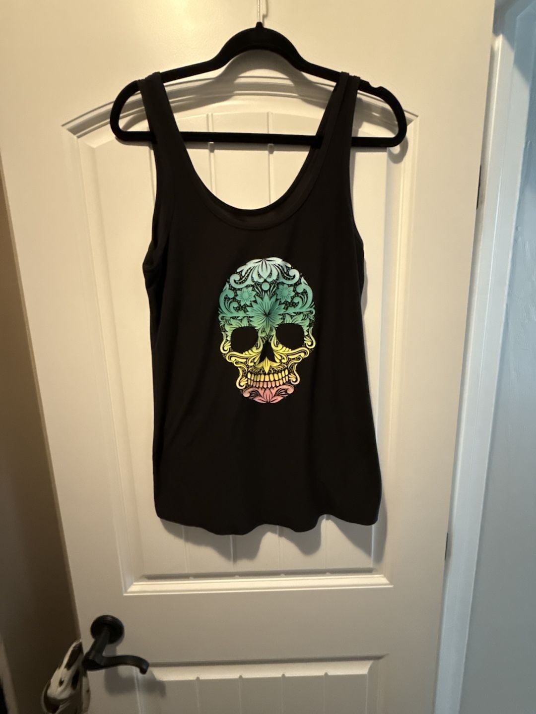 No Boundaries Skull Tank Top Size XL/XG 15-17 Black Floral Sugar Skull 2