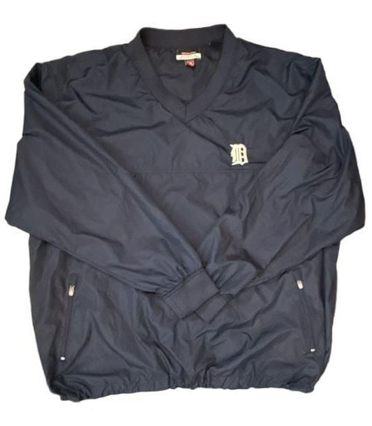 Antigua Detroit Tigers Windbreaker Jacket Size XL Navy V-Neck Pullover 3
