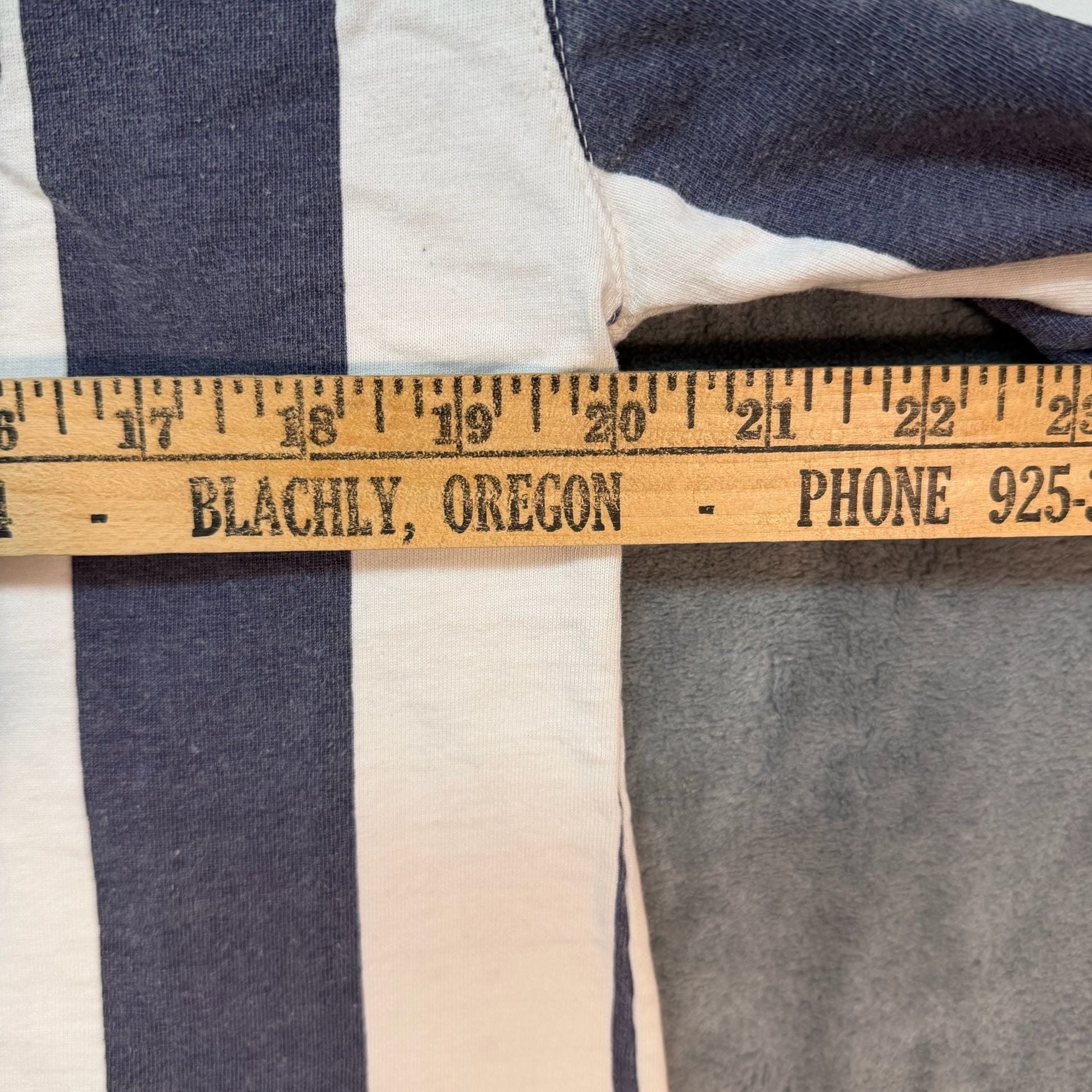 Point Zero Vintage 90s Striped Henley Shirt Blue White 55 5