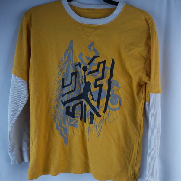 Jordan Flight Long Sleeve Graphic Tee Size M (12-14) Yellow White
